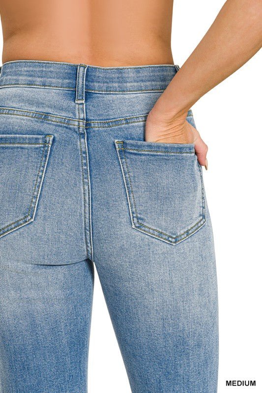TUMMY CONTROL ELASTIC WAIST FLARE DENIM JEANS by ZENANA - CountryFide Custom Accessories and Outdoors
