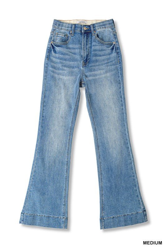 TUMMY CONTROL ELASTIC WAIST FLARE DENIM JEANS by ZENANA - CountryFide Custom Accessories and Outdoors