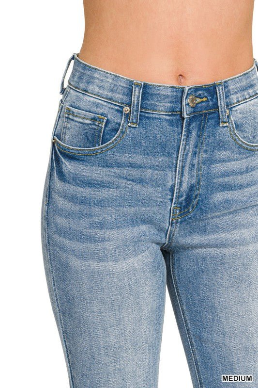 TUMMY CONTROL ELASTIC WAIST FLARE DENIM JEANS by ZENANA - CountryFide Custom Accessories and Outdoors