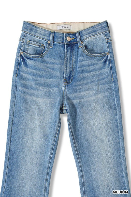 TUMMY CONTROL ELASTIC WAIST FLARE DENIM JEANS by ZENANA - CountryFide Custom Accessories and Outdoors