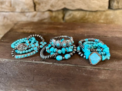 TURQUOISE AND NAVIJO STACK STRETCH BRACELETS - CountryFide Custom Accessories and Outdoors
