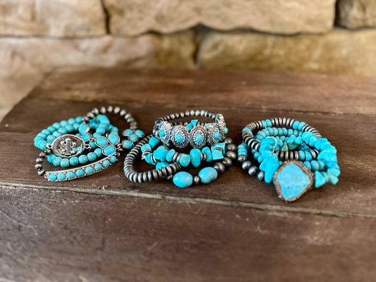 TURQUOISE AND NAVIJO STACK STRETCH BRACELETS - CountryFide Custom Accessories and Outdoors