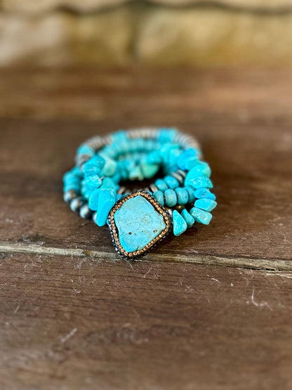 TURQUOISE AND NAVIJO STACK STRETCH BRACELETS - CountryFide Custom Accessories and Outdoors