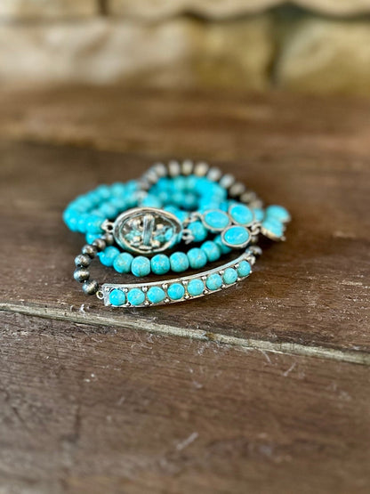 TURQUOISE AND NAVIJO STACK STRETCH BRACELETS - CountryFide Custom Accessories and Outdoors