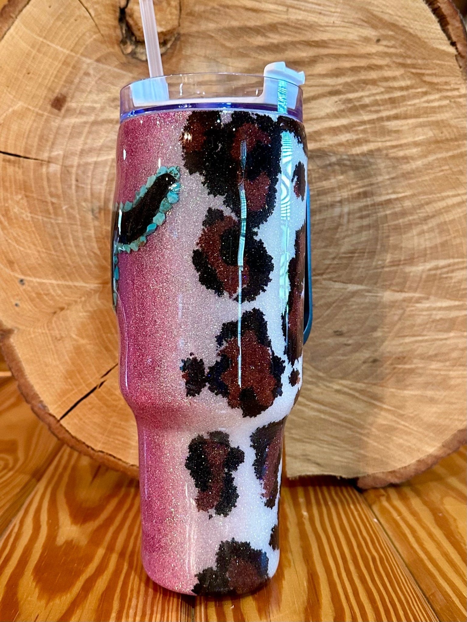 TURQUOISE STONE STEER AND COWHIDE 40 oz TUMBLER - CountryFide Custom Accessories and Outdoors