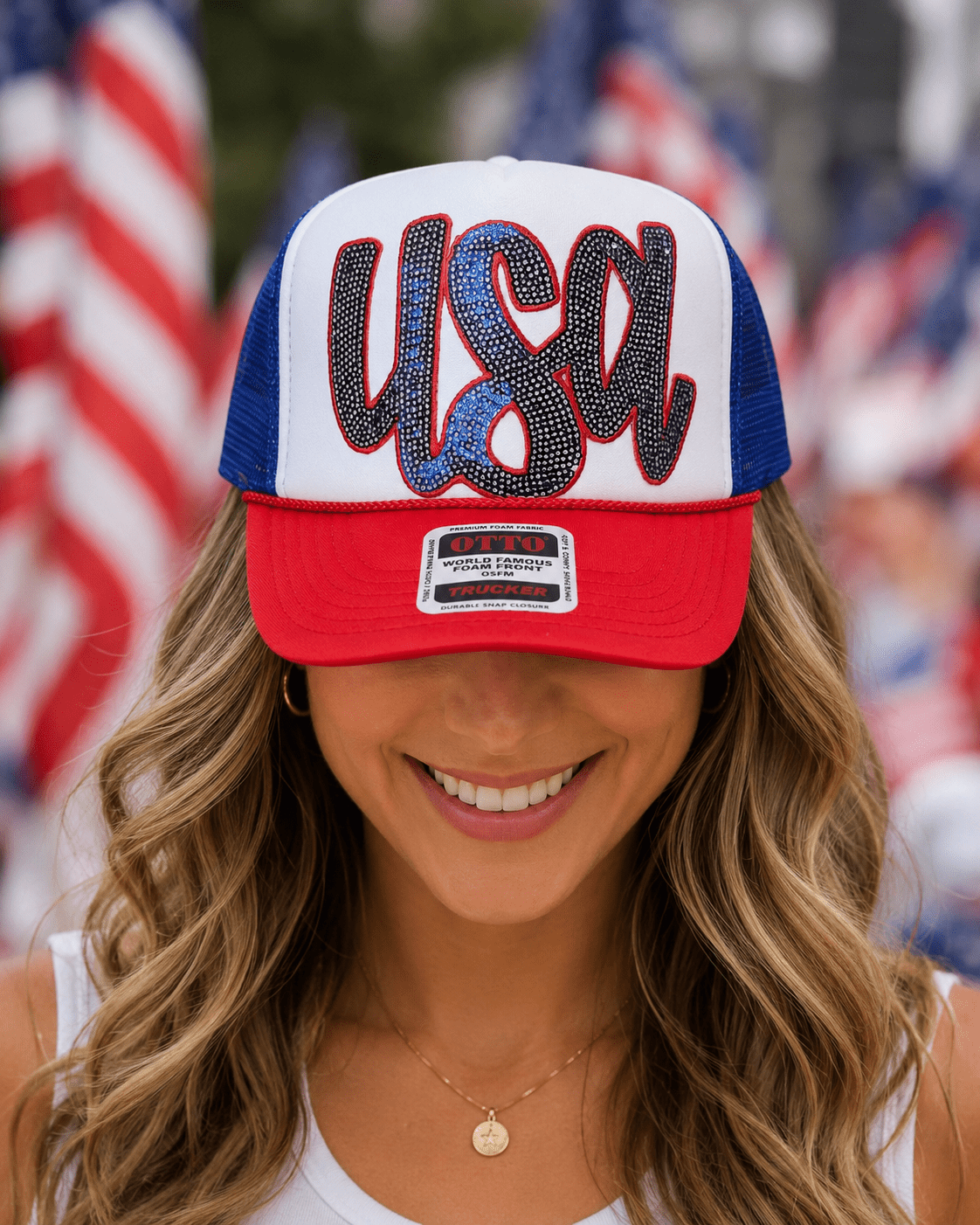 USA SEQUIN PATCH TRUCKER CAP - CountryFide Custom Accessories and Outdoors