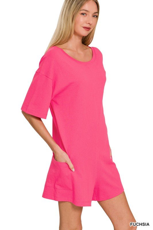 V Or Scoop Neck Reversible 2 - way Romper - Fushia - CountryFide Custom Accessories and Outdoors