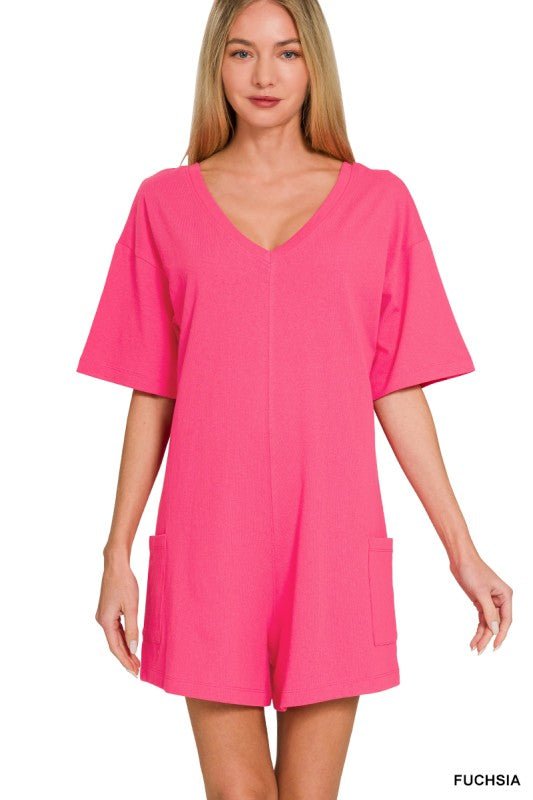 V Or Scoop Neck Reversible 2 - way Romper - Fushia - CountryFide Custom Accessories and Outdoors
