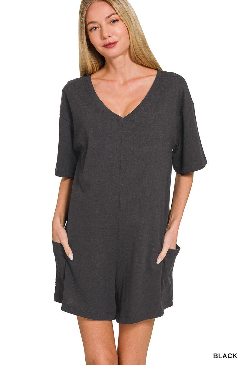 V Or Scoop Neck Reversible 2 - way Romper - Zenana - CountryFide Custom Accessories and Outdoors