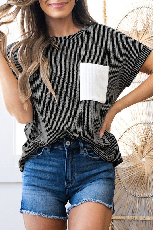 Waffle Knit Contrast Pocket Top - CountryFide Custom Accessories and Outdoors
