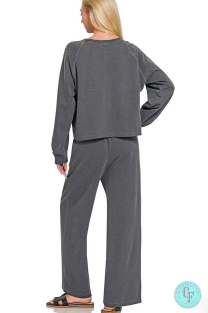 Washed F/terry Round Neck Pullover & Pants Set - CountryFide Custom Accessories and Outdoors