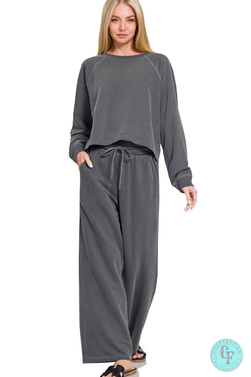 Washed F/terry Round Neck Pullover & Pants Set - CountryFide Custom Accessories and Outdoors