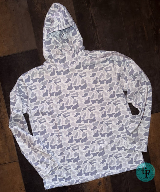 Washed Grey Camo Long Sleeve Hoodie Tee - CountryFide Custom Accessories and Outdoors