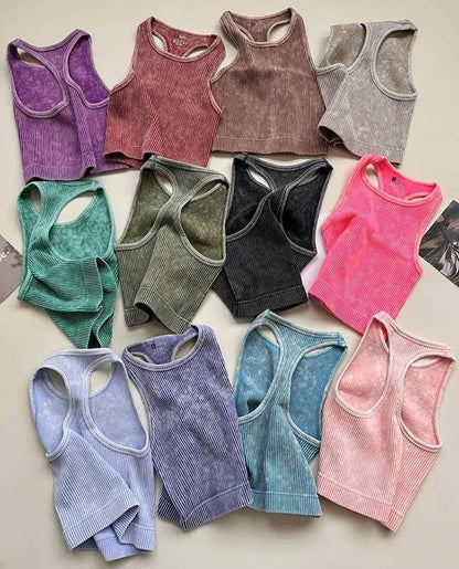WASHED KNIT RIBBED CROPPED RACER TANK - **Preorder - CountryFide Custom Accessories and Outdoors