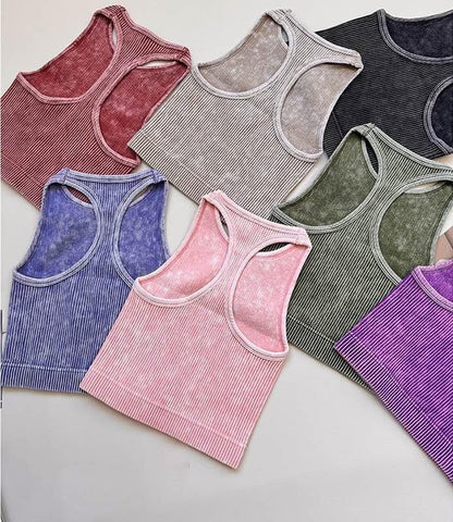 WASHED KNIT RIBBED CROPPED RACER TANK - **Preorder - CountryFide Custom Accessories and Outdoors