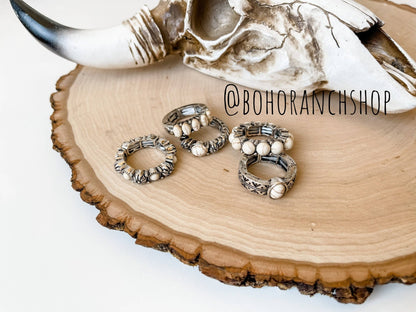 Western Simple Stretch Ring - White - CountryFide Custom Accessories and Outdoors