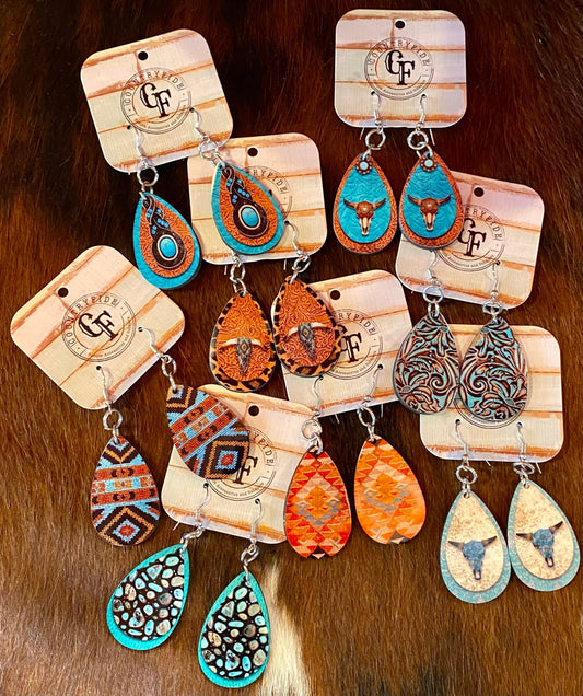 WESTERN TEARDROP EARRINGS - CountryFide Custom Accessories and Outdoors