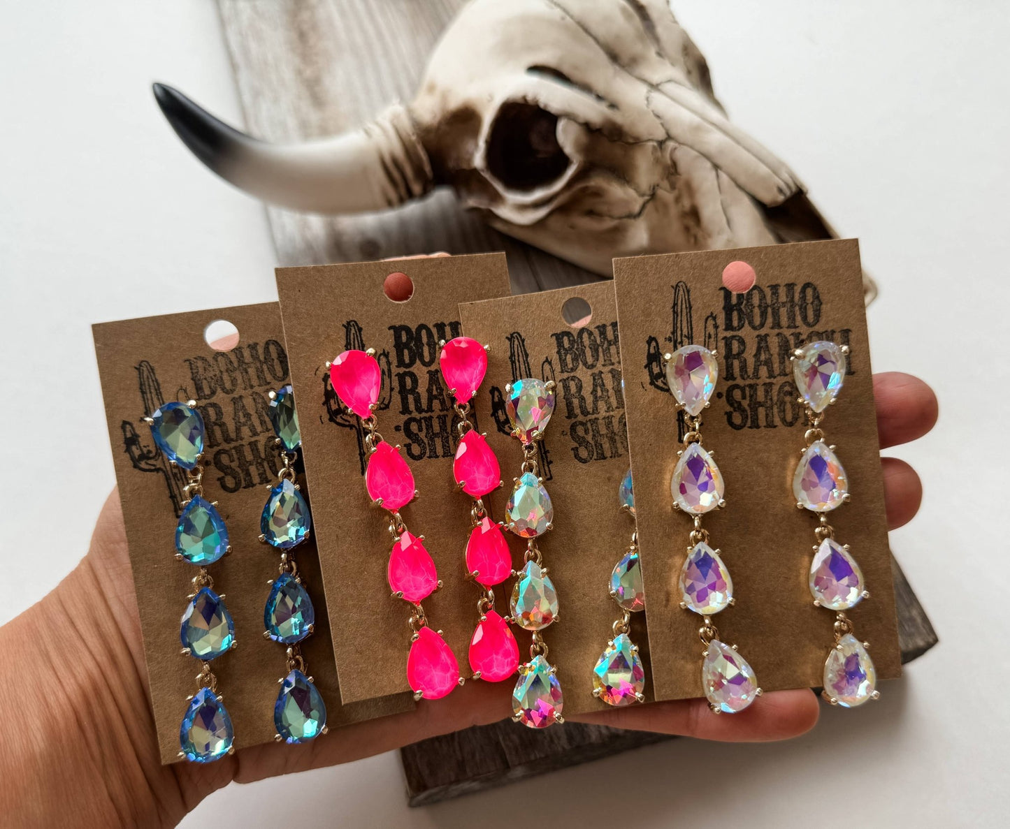 Western Teardrop Glass Stone Earrings - CountryFide Custom Accessories and Outdoors