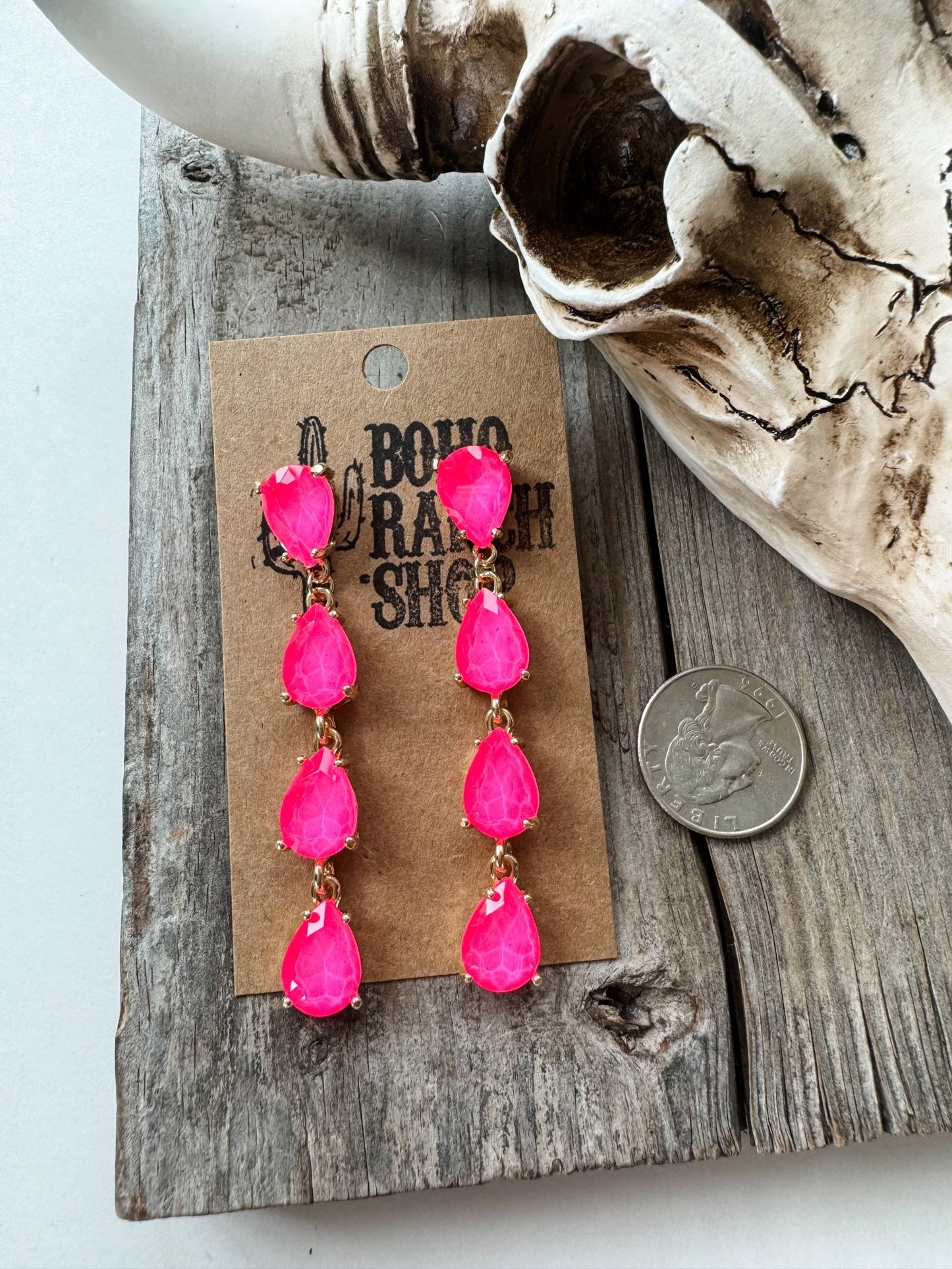 Western Teardrop Glass Stone Earrings - CountryFide Custom Accessories and Outdoors
