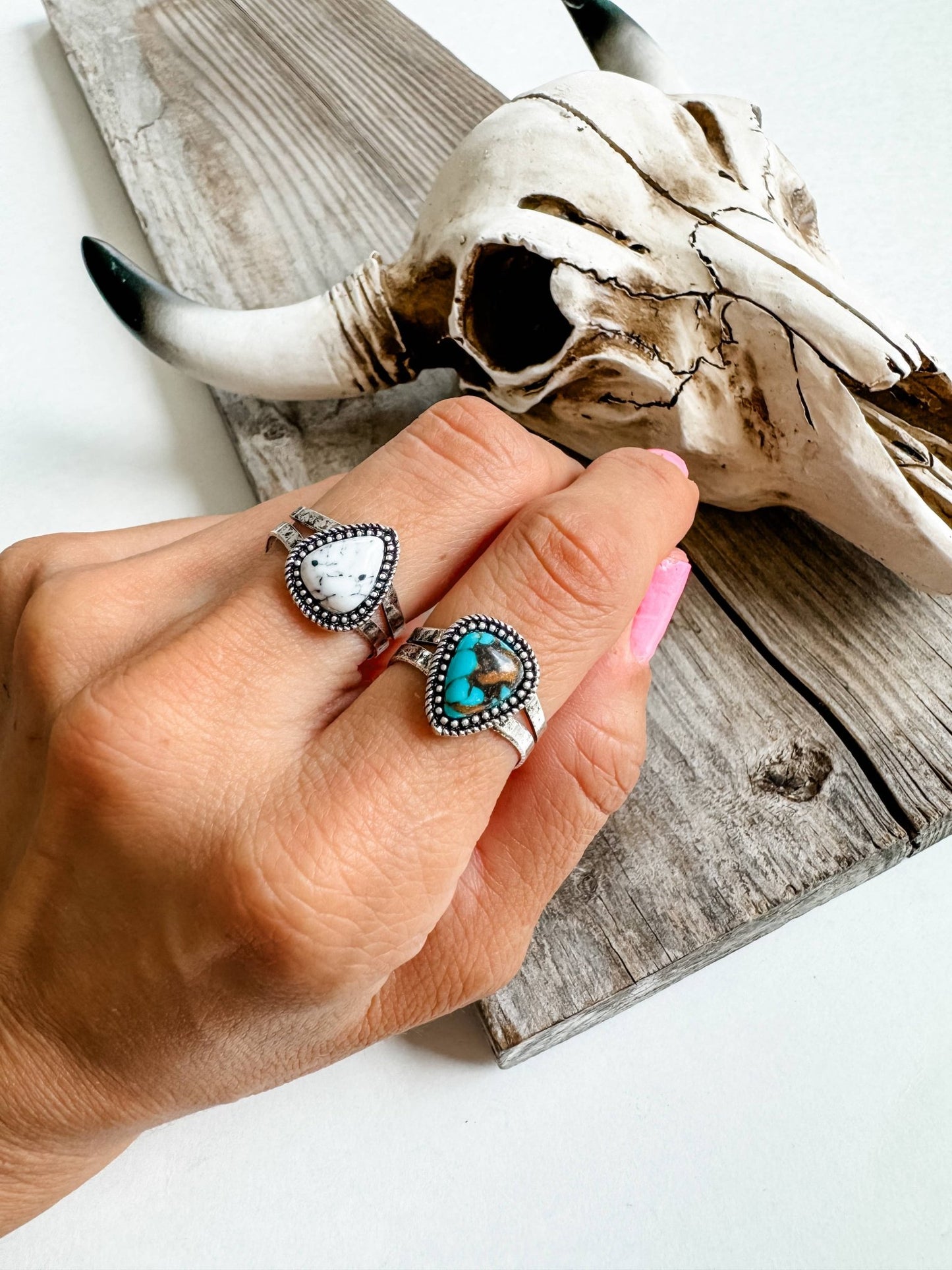 Western Teardrop Stone Adjustable Ring  - CountryFide Custom Accessories and Outdoors