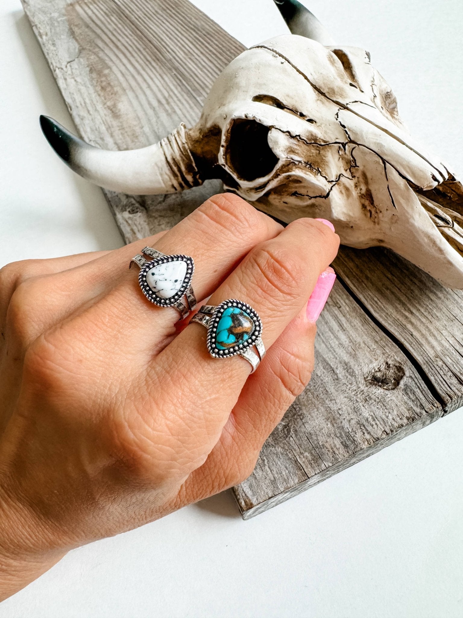 Western Teardrop Stone Adjustable Ring  - CountryFide Custom Accessories and Outdoors