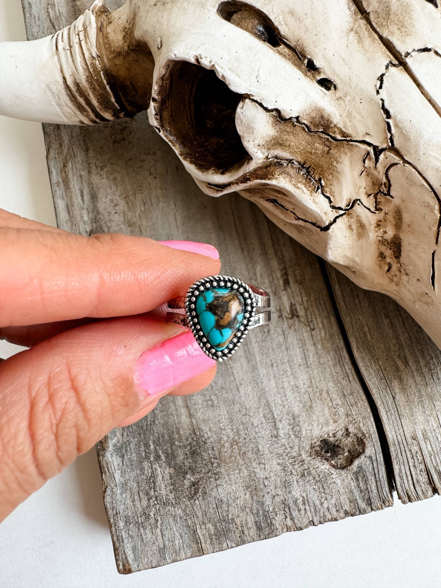 Western Teardrop Stone Adjustable Ring  - CountryFide Custom Accessories and Outdoors
