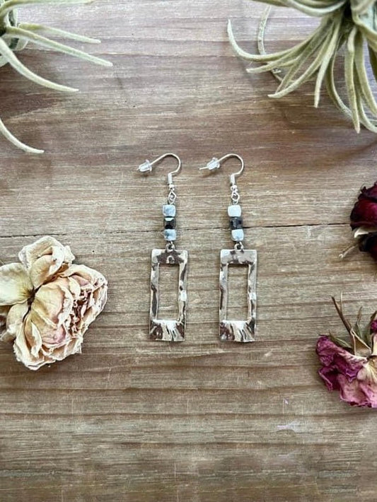 White Magensite and Terahertz Stone Dangle Earrings - CountryFide Custom Accessories and Outdoors