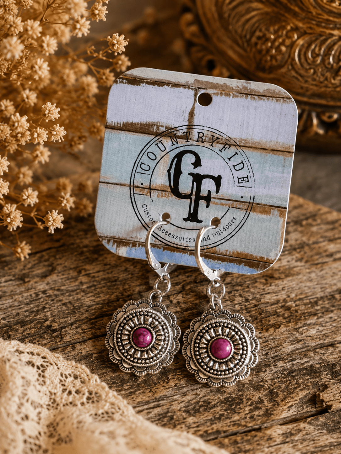 Wild Berry Concho Earrings - CountryFide Custom Accessories and Outdoors