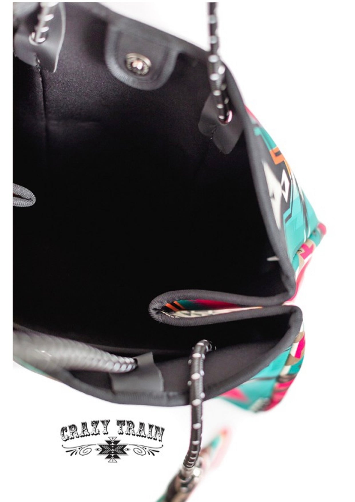 Aztec Neoprene Tote - Multi Color/Black and White - CountryFide Custom Accessories and Outdoors