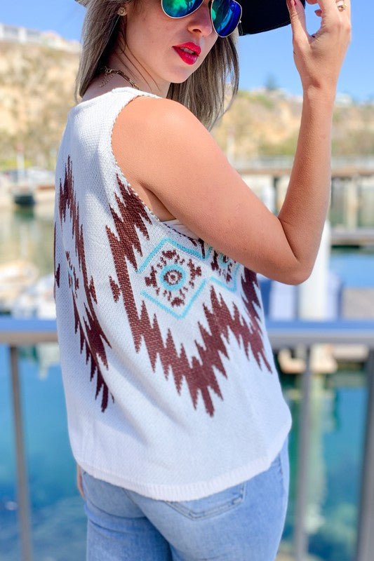 Aztec Printed Knit Cami Tank Top - CountryFide Custom Accessories and Outdoors