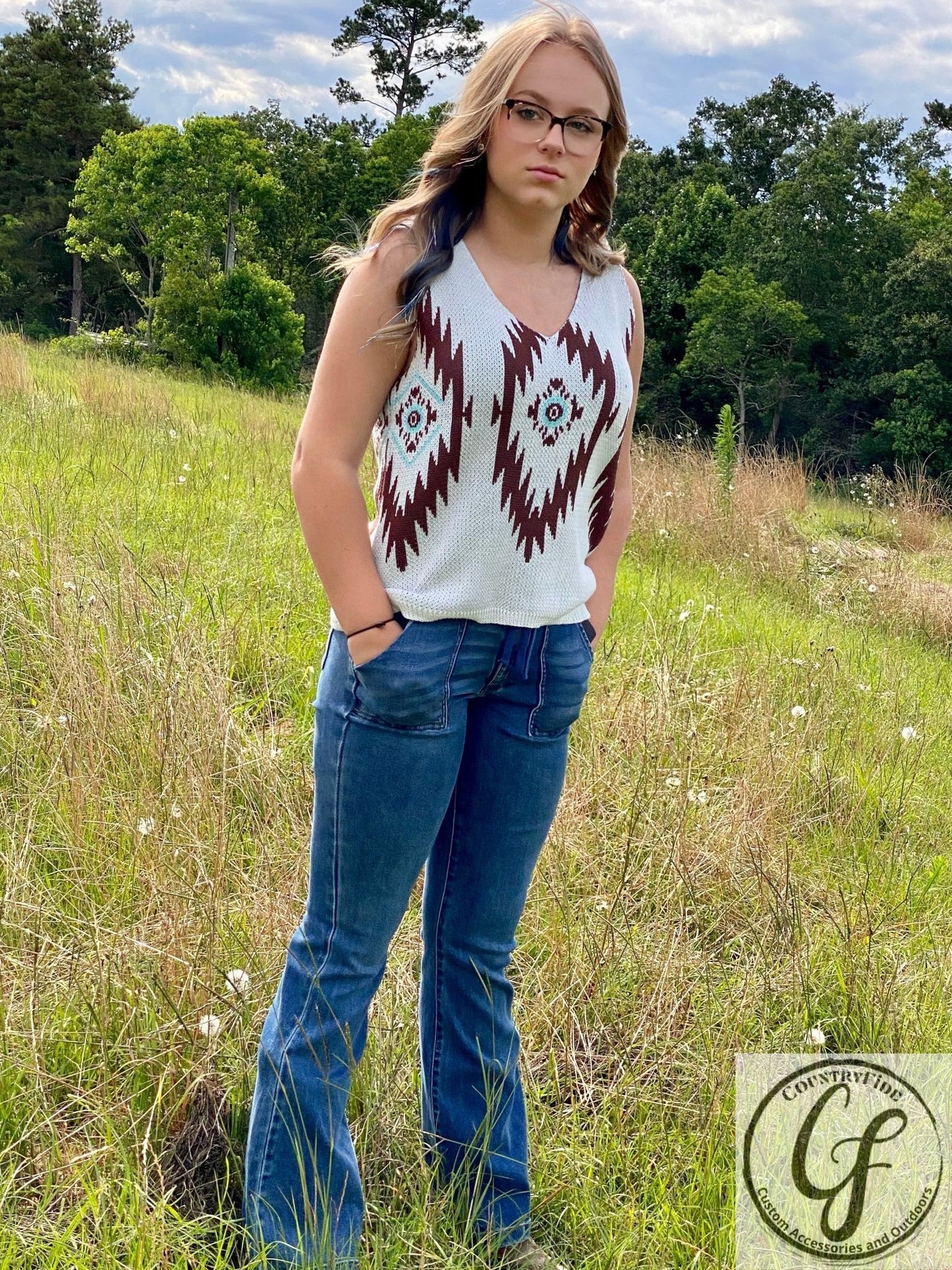 Aztec Printed Knit Cami Tank Top - CountryFide Custom Accessories and Outdoors