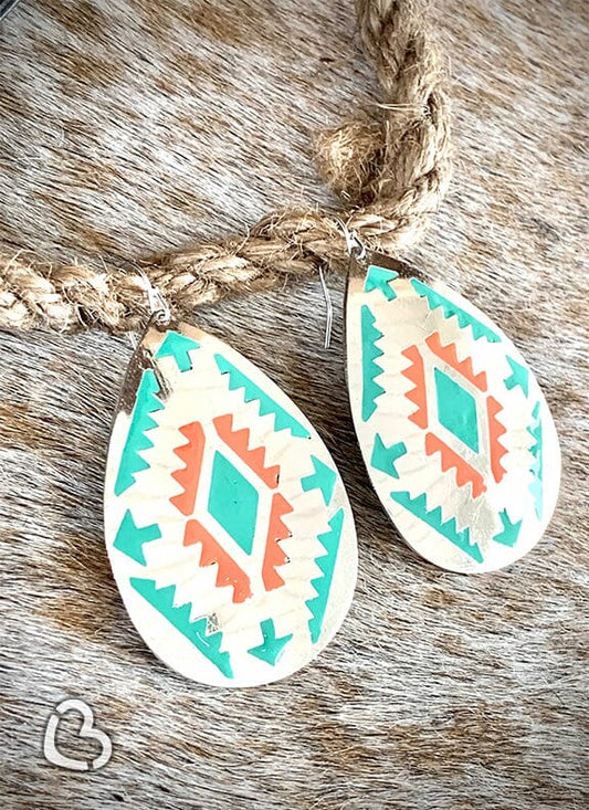 Aztec Turquoise and Coral Earrings - CountryFide Custom Accessories and Outdoors