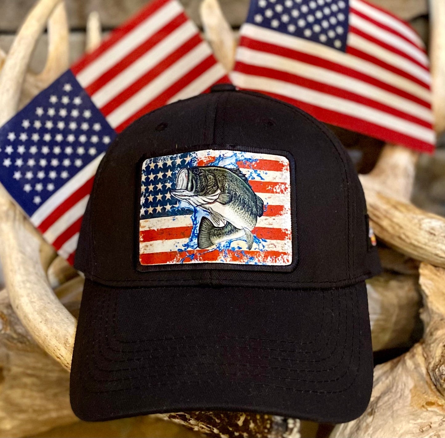 BASS FLAG PATCH HAT - CountryFide Custom Accessories and Outdoors