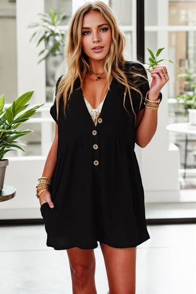 BUTTONED CUFFED SHORT SLEEVE ROMPER - CountryFide Custom Accessories and Outdoors