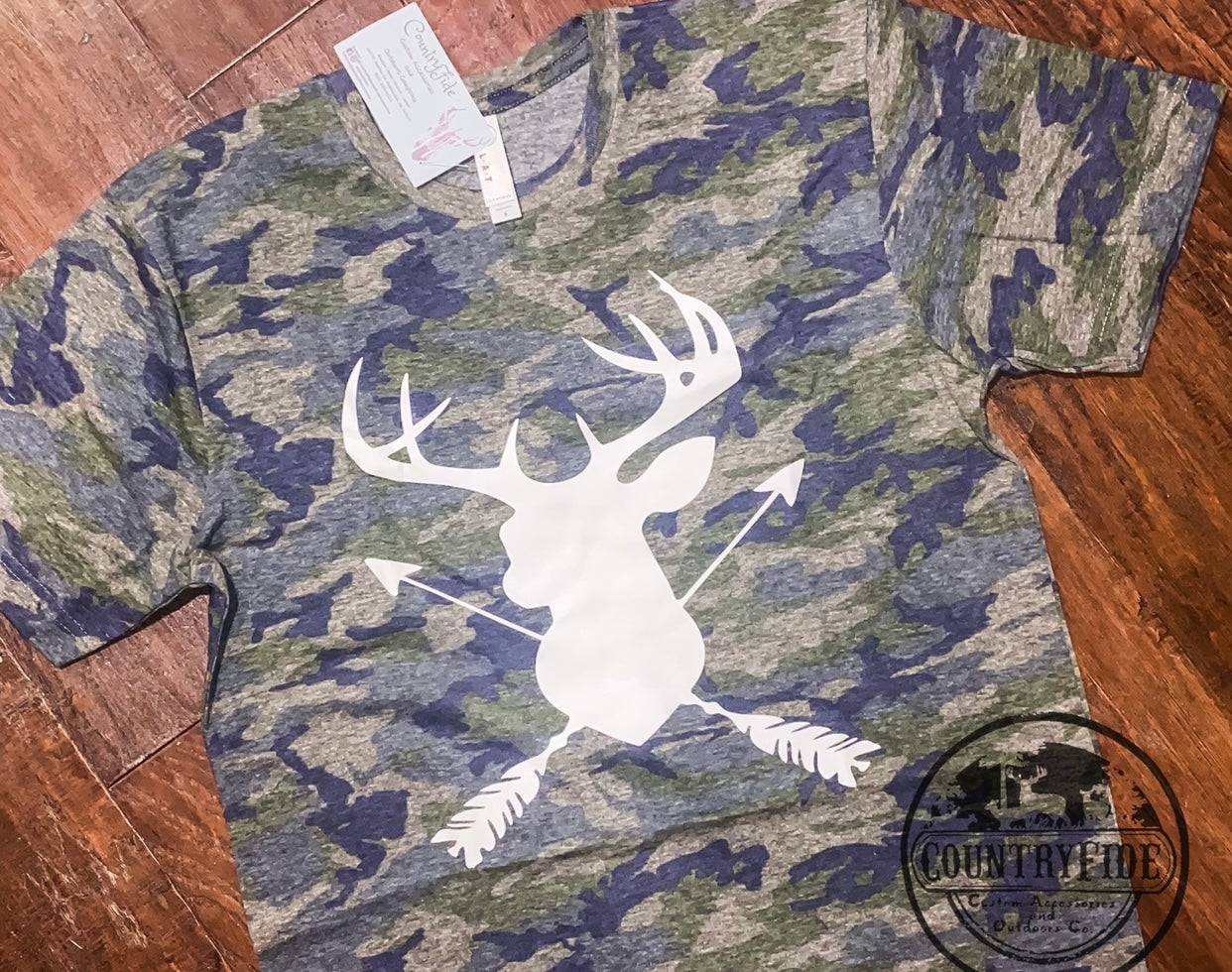 Camo Tee with Deer - CountryFide Custom Accessories and Outdoors