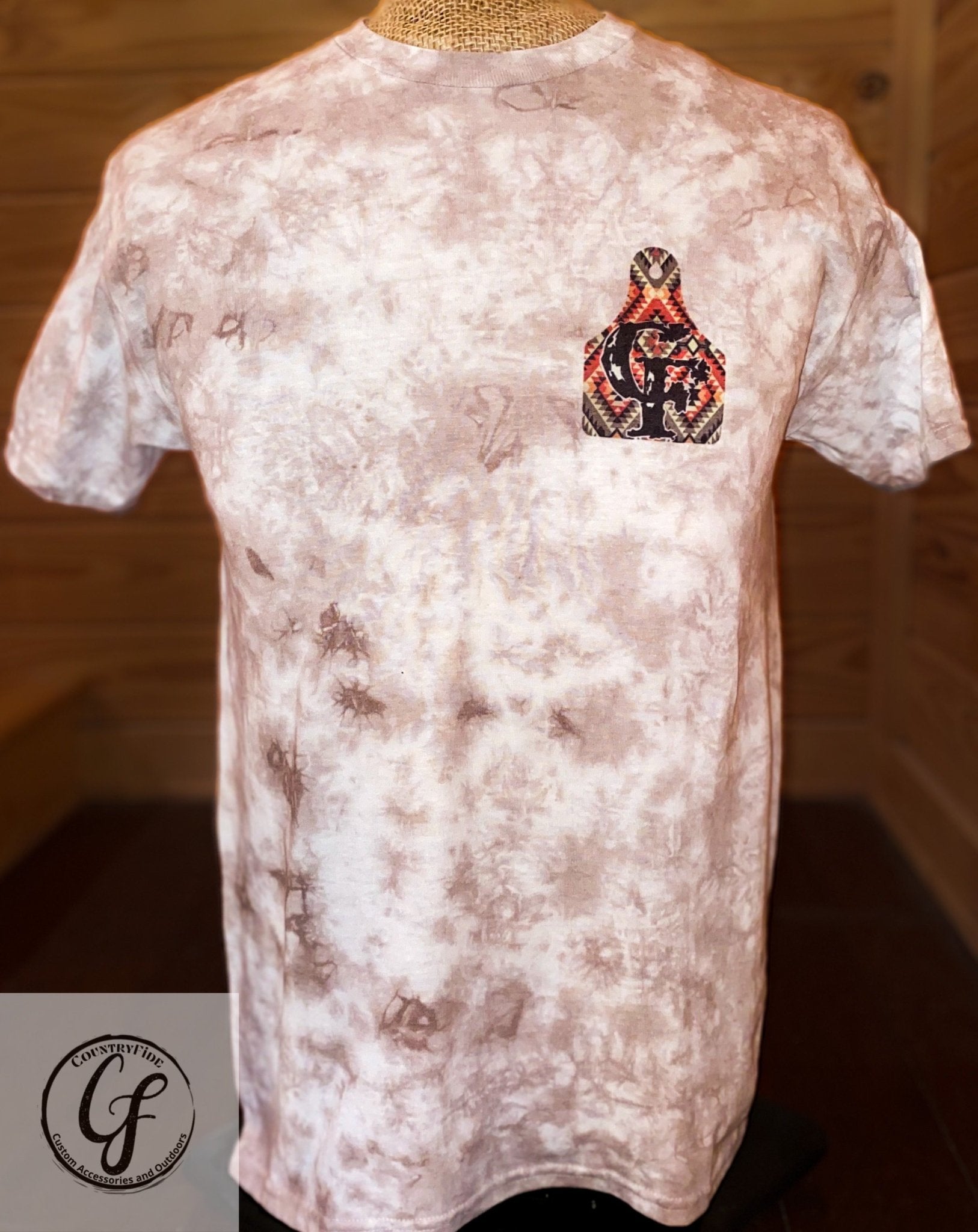 CF AZTEC COW TAG BRANDED TIE DYE TEE - CountryFide Custom Accessories and Outdoors