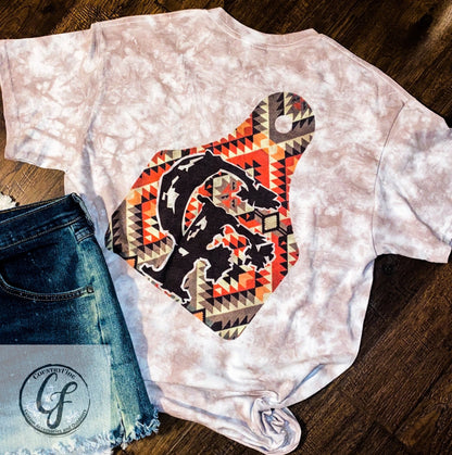 CF AZTEC COW TAG BRANDED TIE DYE TEE - CountryFide Custom Accessories and Outdoors