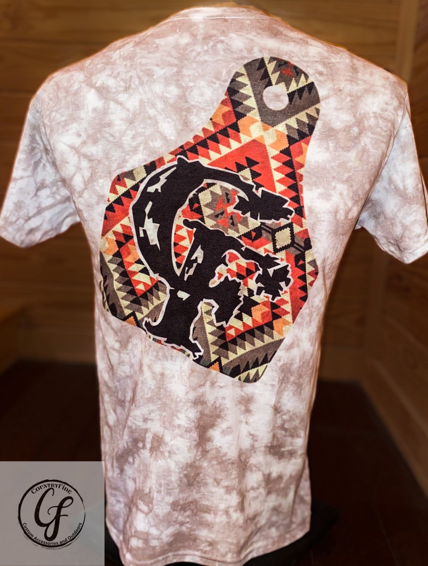 CF AZTEC COW TAG BRANDED TIE DYE TEE - CountryFide Custom Accessories and Outdoors
