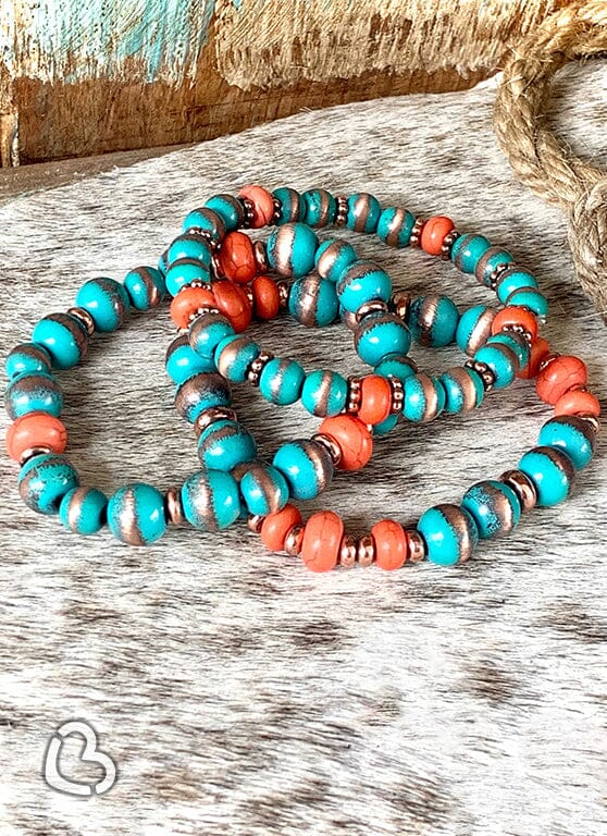 Clara Turquoise and Orange Navajo Stack - CountryFide Custom Accessories and Outdoors