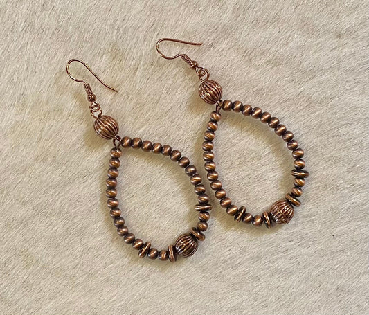COPPER BEADED TEARDROP EARRINGS - CountryFide Custom Accessories and Outdoors