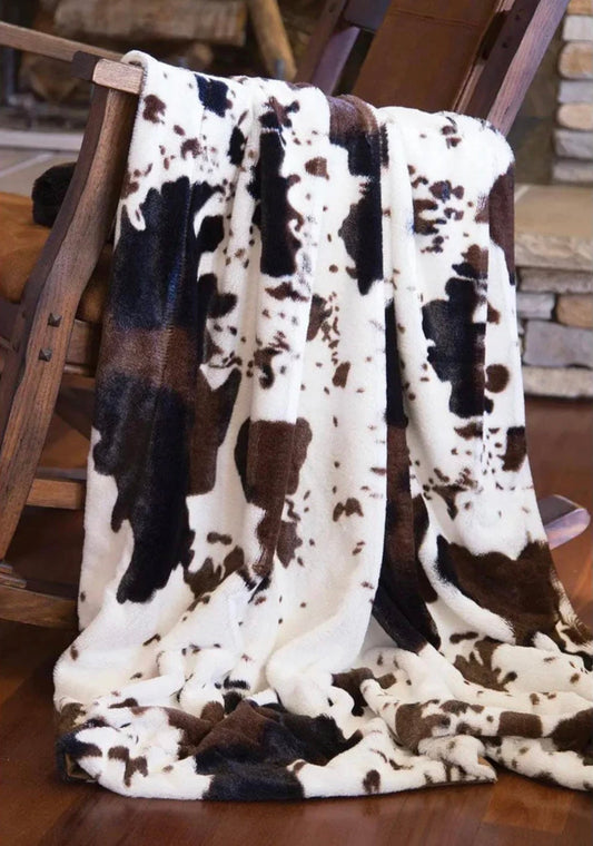 COW PRINT SUPER PLUSH BLANKET - CountryFide Custom Accessories and Outdoors