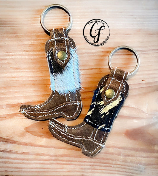 Cowboy Boot Leather and Cowhide Keychains - CountryFide Custom Accessories and Outdoors