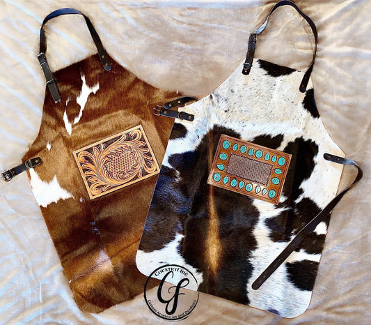 COWHIDE AND TOOLED LEATHER APRONS - CountryFide Custom Accessories and Outdoors