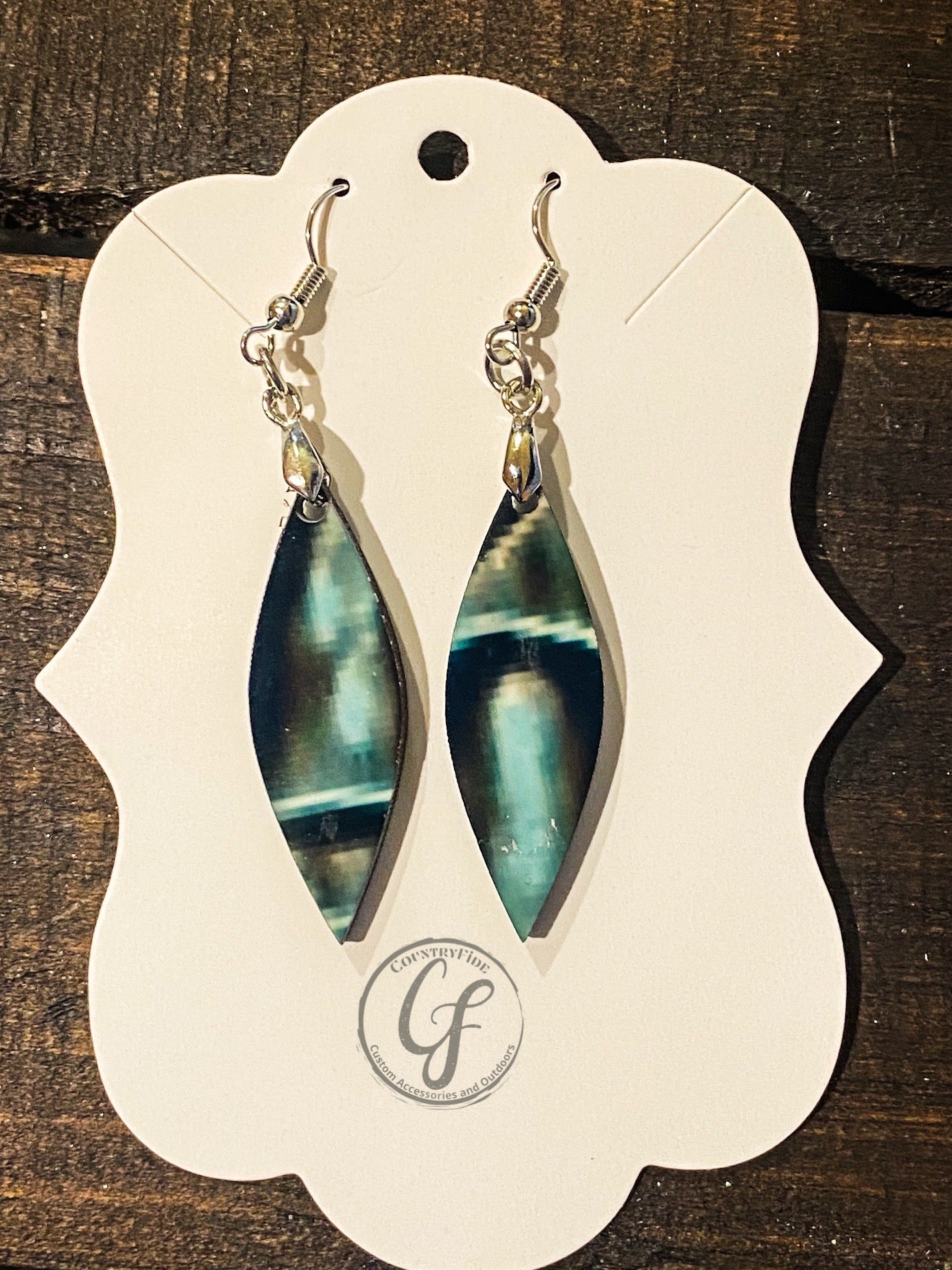 Emerald and Black Print Earrings - CountryFide Custom Accessories and Outdoors