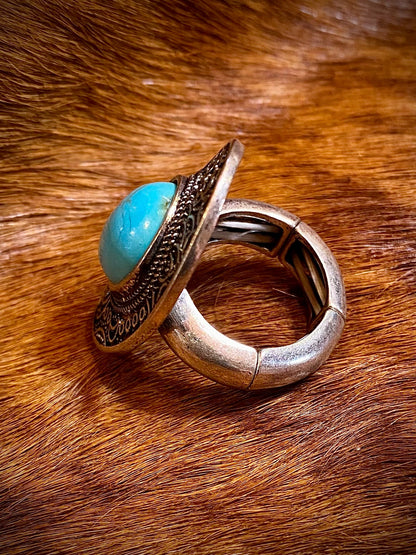 EMMA TURQUOISE WESTERN ADJUSTABLE RING - CountryFide Custom Accessories and Outdoors