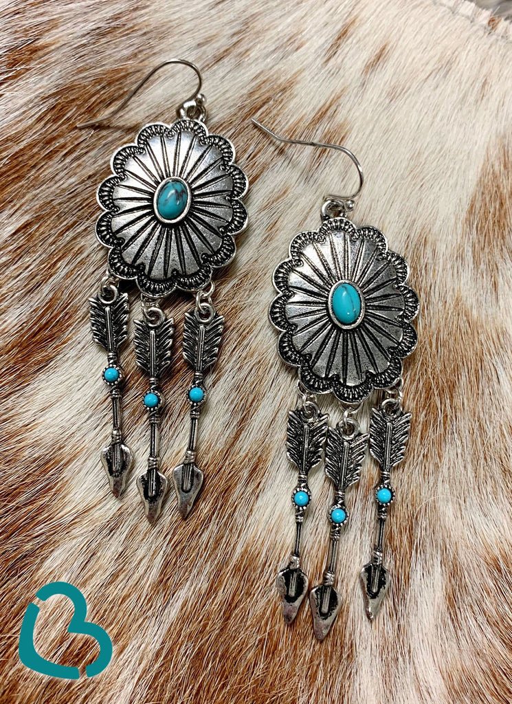 Falling Arrow Concho Earrings - CountryFide Custom Accessories and Outdoors