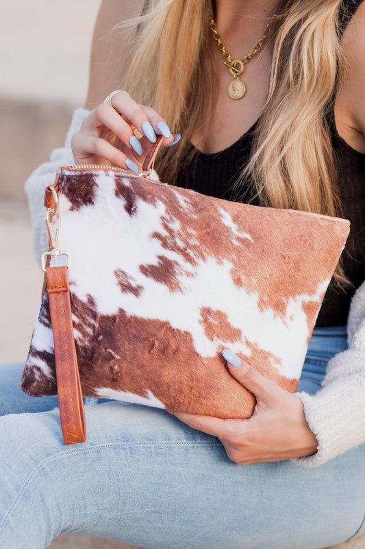 Faux Fur Cow Animal Print Clutch - CountryFide Custom Accessories and Outdoors