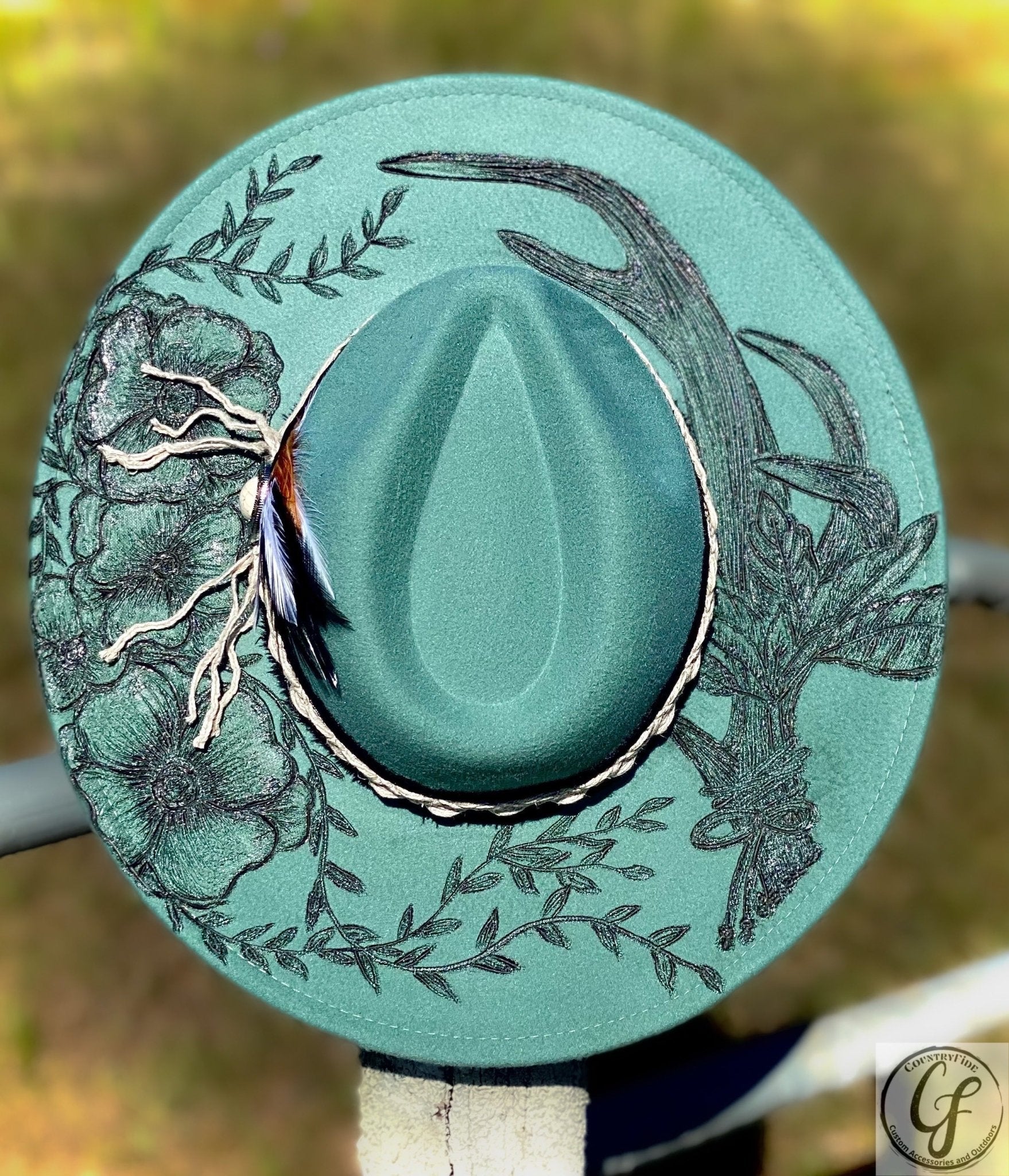 FLORAL ANTLER FEDORA - CountryFide Custom Accessories and Outdoors
