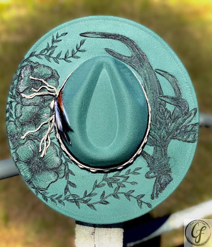 FLORAL ANTLER FEDORA - CountryFide Custom Accessories and Outdoors