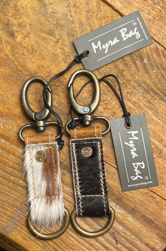 FUR AND LEATHER STRAIGHT KEYCHAIN - MYRA - CountryFide Custom Accessories and Outdoors